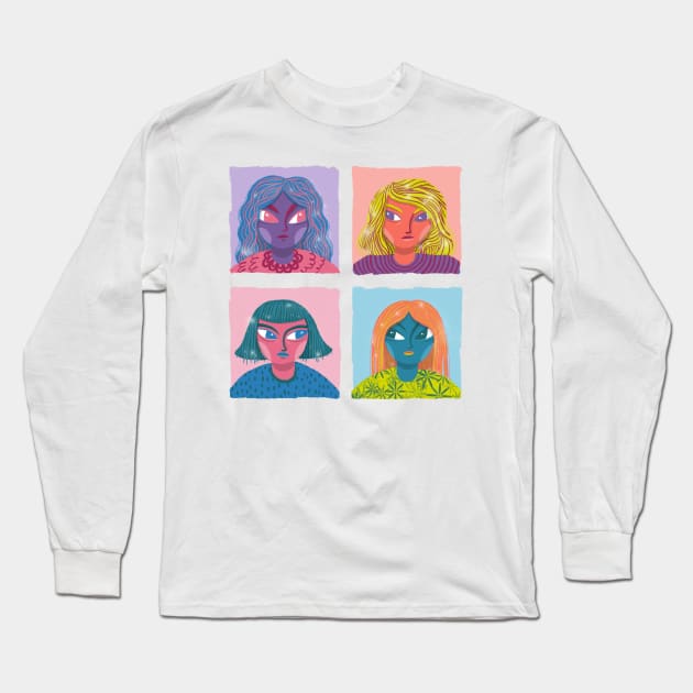 Girls Club Long Sleeve T-Shirt by MollyFergusonArt